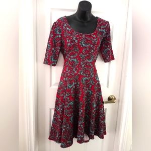 LuLaRoe Red and Blue Floral Dress